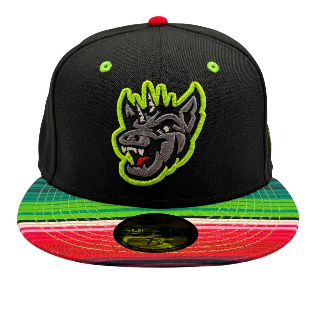 New Era Round Rock Express Chupacabras Men 7 3/8 Black NWT Serape 59FIFTY Hat